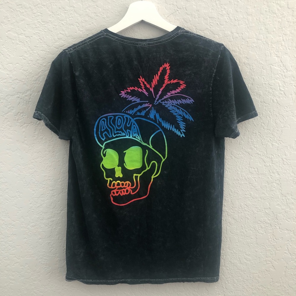 LADRFT T-Shirt  Tie Dye Black Skull Neon Size S